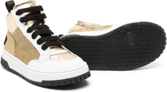 Moschino Kids embroidered-logo high-top sneakers Gold