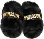 Moschino Kids faux-fur logo slippers Black - Thumbnail 3