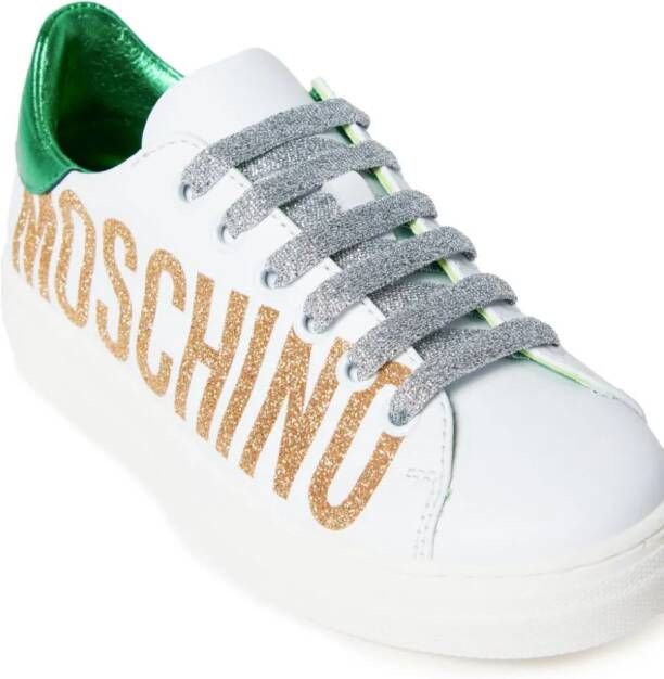 Moschino Kids glittered logo-print sneakers White