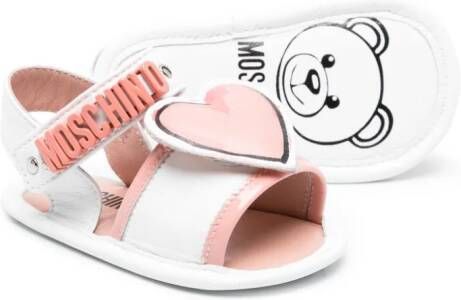 Moschino Kids heart-appliqué leather sandals White