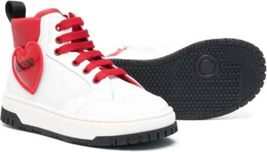 Moschino Kids heart logo-patch hi-top sneakers White