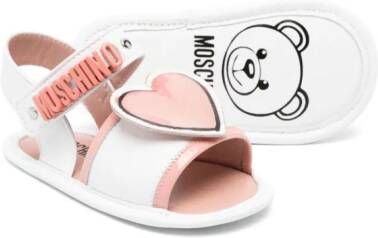 Moschino Kids heart-patch leather sandals White