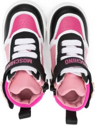 Moschino Kids high-top leather sneakers Pink