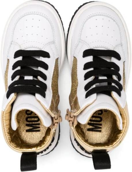 Moschino Kids high-top panelled sneakers Gold
