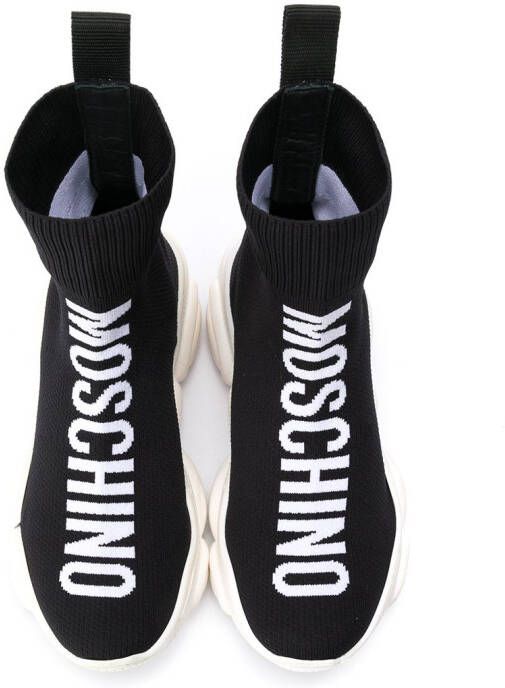 Moschino Kids intarsia logo hi-top sneakers Black