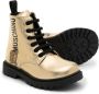 Moschino Kids laminated-finish leather ankle boots Gold - Thumbnail 2