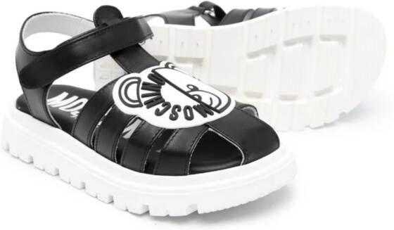 Moschino Kids Leo Teddy-appliqué sandals Black