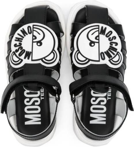 Moschino Kids Leo Teddy-appliqué sandals Black
