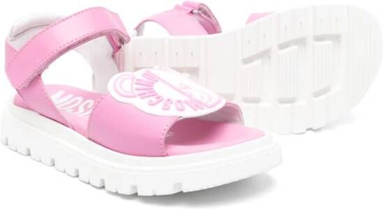 Moschino Kids Leo Teddy-appliqué sandals Pink