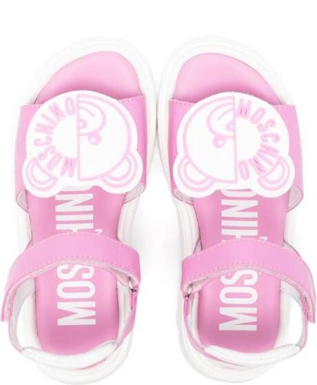 Moschino Kids Leo Teddy-appliqué sandals Pink