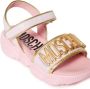 Moschino Kids logo-applique leather sandals Pink - Thumbnail 4
