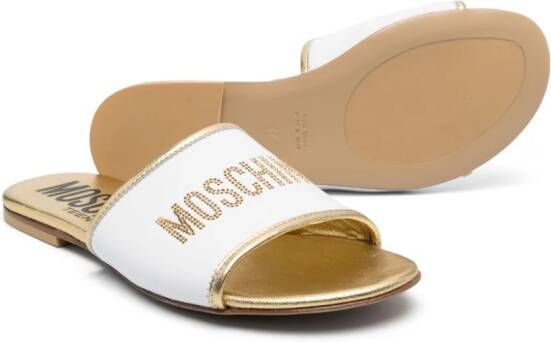 Moschino Kids logo-embellished leather sandals Gold