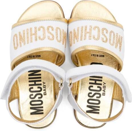 Moschino Kids logo-embellished leather sandals White