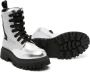 Moschino Kids logo-embroidered leather boots Silver - Thumbnail 2