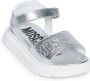 Moschino Kids logo-embroidered leather sandals Silver - Thumbnail 4