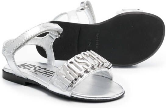 Moschino Kids logo flat sandals Silver
