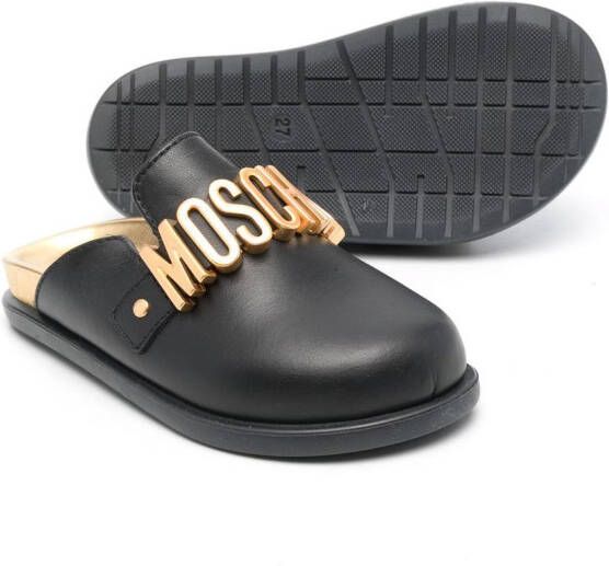 Moschino Kids logo hardware closed-toe sandals Black