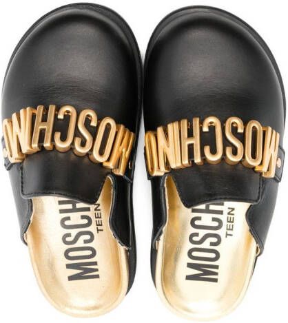 Moschino Kids logo hardware closed-toe sandals Black