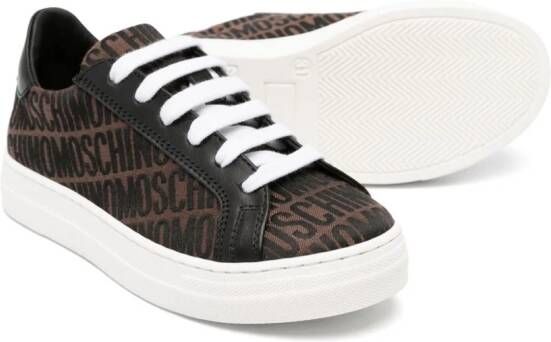 Moschino Kids logo-jacquard canvas sneakers Brown