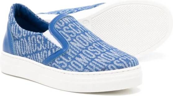 Moschino Kids logo-jacquard denim sneakers Blue