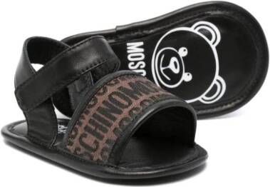 Moschino Kids logo-jacquard leather sandals Black