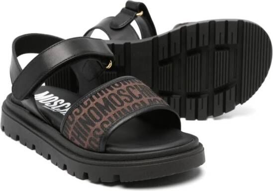 Moschino Kids logo-jacquard open-toe sandals Brown