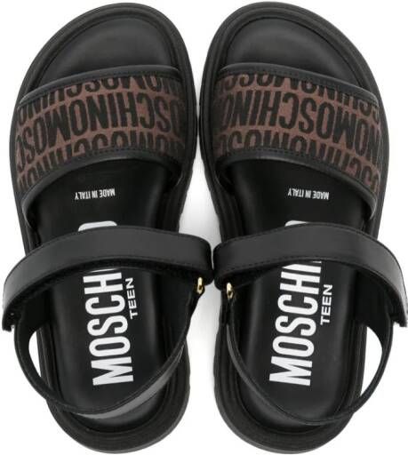 Moschino Kids logo-jacquard open-toe sandals Brown