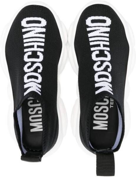 Moschino Kids logo-jacquard slip-on sneakers Black