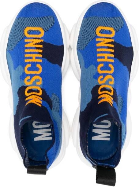 Moschino Kids logo-jacquard slip-on sneakers Blue