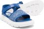 Moschino Kids logo-jacquard touch-strap sandals Blue - Thumbnail 2