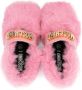 Moschino Kids logo-lettering faux-fur ballerina shoes Pink - Thumbnail 3