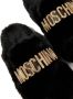 Moschino Kids logo-lettering faux-fur slippers Black - Thumbnail 2