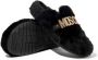 Moschino Kids logo-lettering faux-fur slippers Black - Thumbnail 4
