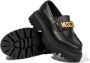 Moschino Kids logo-lettering leather loafers Black - Thumbnail 3