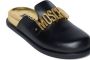 Moschino Kids logo-lettering leather slippers Black - Thumbnail 4