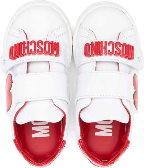 Moschino Kids logo-lettering leather sneakers White