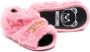 Moschino Kids logo-lettering shearling slippers Pink - Thumbnail 2