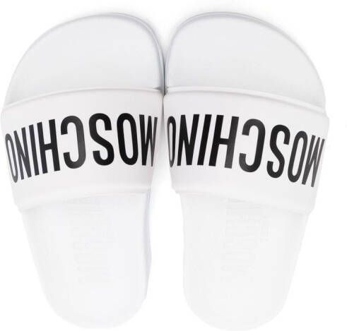 Moschino Kids logo open-toe slides White