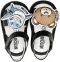 Moschino Kids logo-patch cut-out leather sandals Black - Thumbnail 3