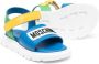 Moschino Kids logo-patch leather sandals Blue - Thumbnail 2