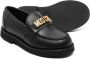 Moschino Kids logo-plaque leather moccasins Black - Thumbnail 2