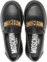 Moschino Kids logo-plaque leather moccasins Black - Thumbnail 3