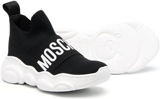 Moschino Kids logo-print hi-top sneakers Black