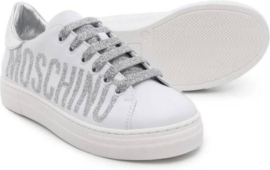 Moschino Kids logo-print lace-up sneakers White