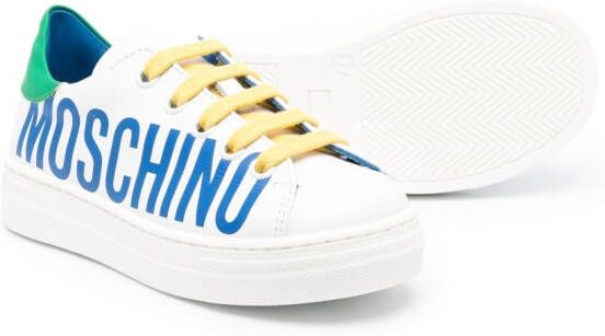 Moschino Kids logo-print lace-up trainers White