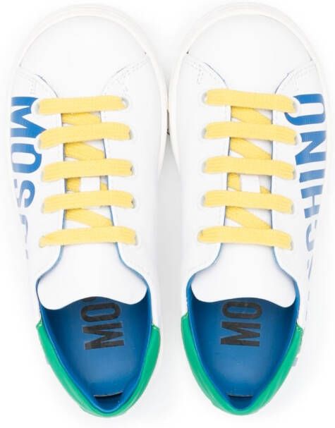 Moschino Kids logo-print lace-up trainers White