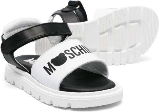 Moschino Kids logo-print leather sandals Black