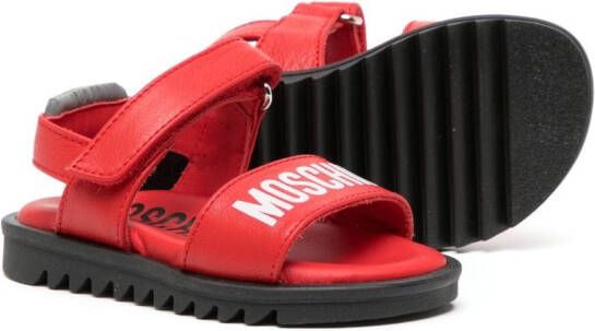 Moschino Kids logo-print leather sandals Red