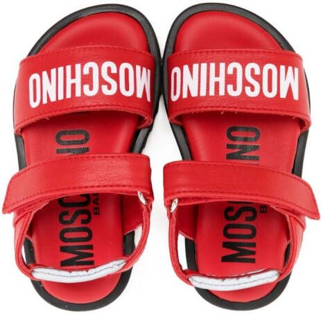 Moschino Kids logo-print leather sandals Red