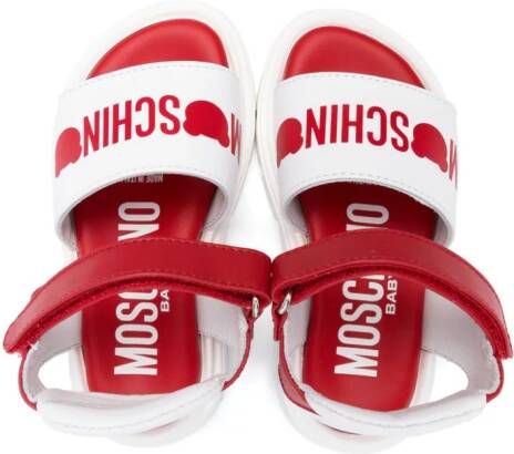 Moschino Kids logo-print leather sandals White